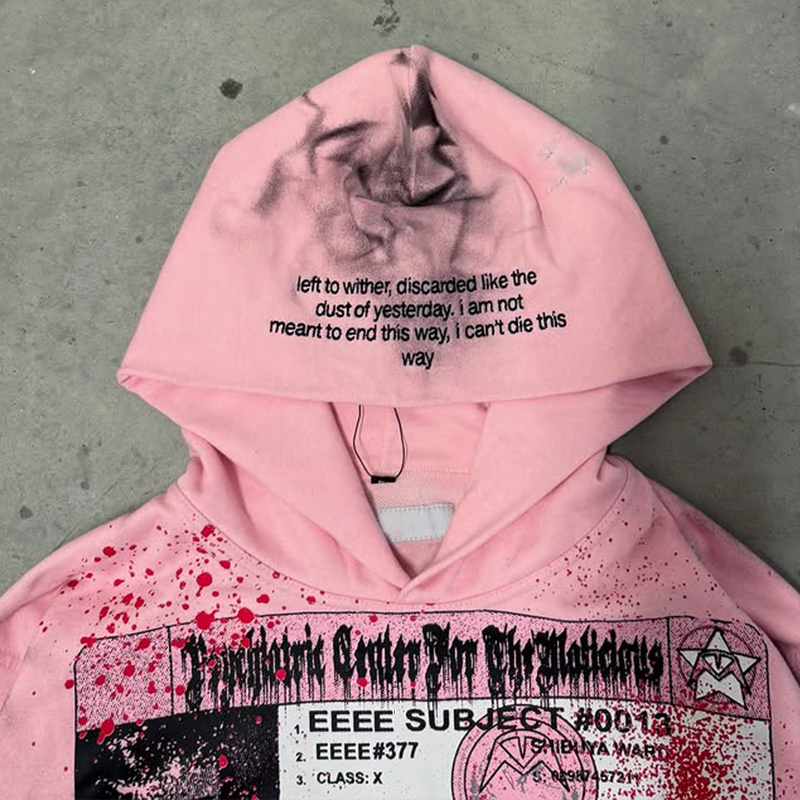 DTG Men Pink Distressed Hoodie cotton hoodie